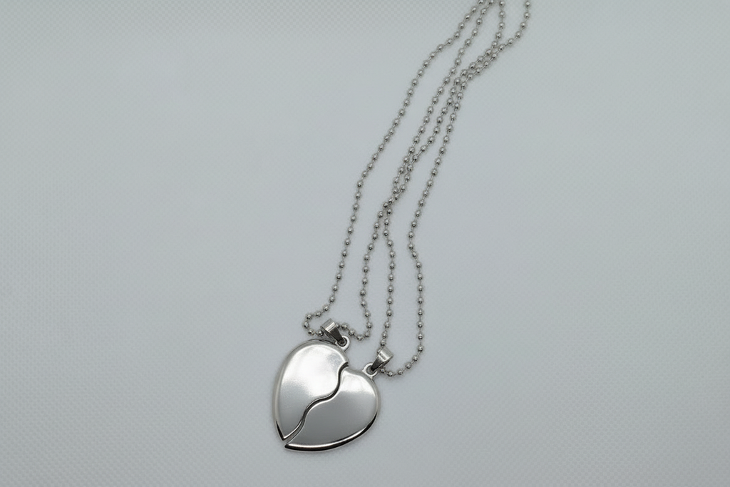 Magnetic Broken Heart Pendant Necklace – Gold, Silver & Black